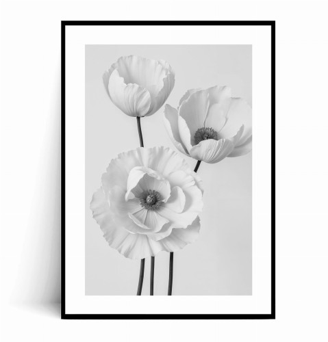 Plakat MINIMALISTYCZNE BIAŁE KWIATY czarno biały z marginesem.jpg