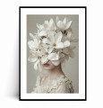 Plakat PORTRET KOBIETY Z KWIATAMI Magnolie z marginesem.jpg