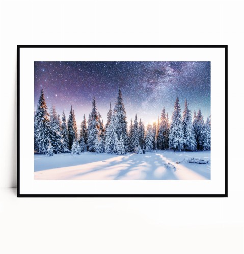 Plakat GWIEŹDZISTE NIEBO NAD ZIMOWYM LASEM poziomy z marginesem.jpg