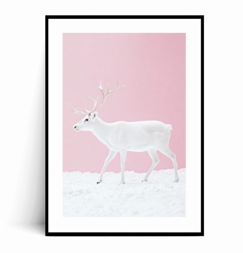 Plakat BIAŁY JELEŃ NA RÓŻOWYM TLE z marginesem.jpg