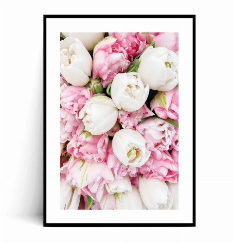 Plakat BUKIET RÓŻOWYCH I BIAŁYCH TULIPANÓW z marginesem.jpg