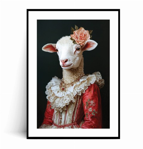 Plakat ELEGANCKA OWCA Z KWIATEM z marginesem.jpg