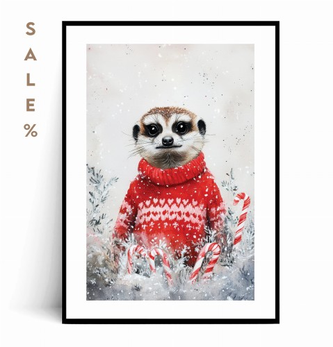 Plakat ŚWIĄTECZMA SURYKATKA W SWETRZE 70x100.jpg