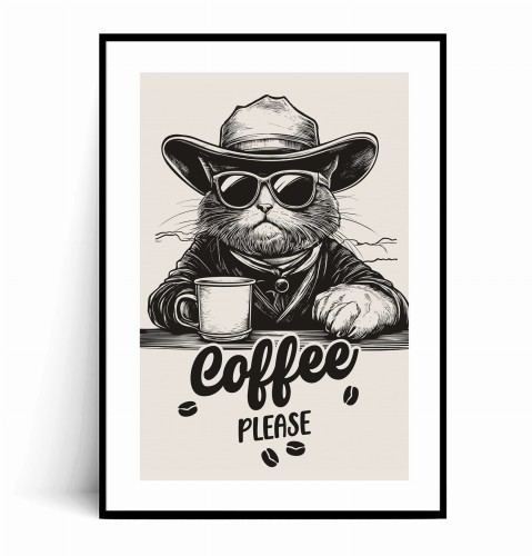 Plakat COFFEE PLEASE Western Cat z marginesem.jpg