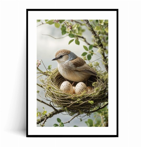 Plakat PIĘKNY WIOSENNY PTAK W GNIEŹDZIE z marginesem.jpg