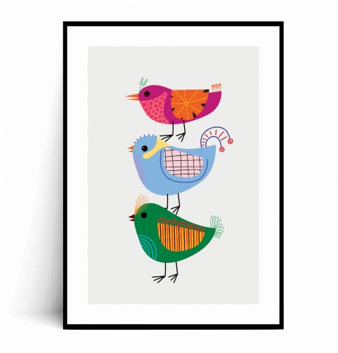 Plakat TRZY KOLOROWE PTASZKI Ilustrowany z marginesem.jpg