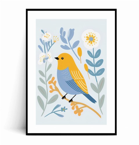 Plakat ŻÓŁTO BŁĘKITNY PTASZEK Ilustrowany z marginesem.jpg