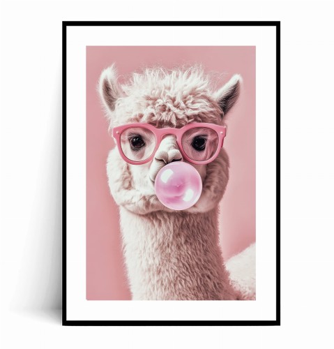 Plakat ZABAWNA LAMA BUBBLE GUM Guma balonowa z marginesem.jpg