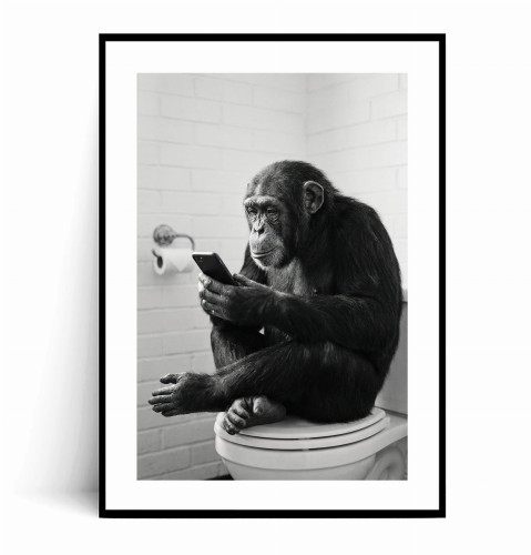 Plakat SZYMPANS Z TELEFONEM NA WC z marginesem.jpg