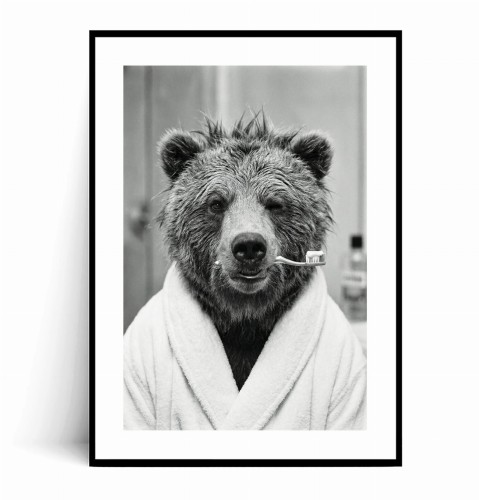 Plakat ZABAWNY NIEDŹWIEDŹ MYJĄCY ZĘBY z marginesem.jpg