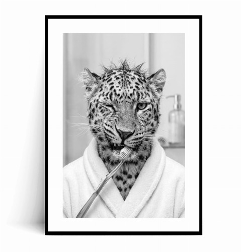 Plakat ZABAWNY GEPARD MYJĄCY ZĘBY z marginesem.jpg