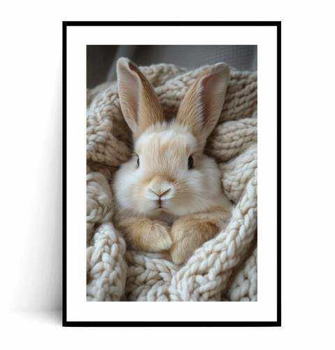 Plakat PUCHATY KRÓLIK W KOCU Boho z marginesem.jpg