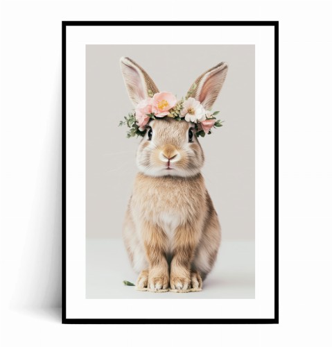 Plakat PUCHATY KRÓLIK W WIANKU Z KWIATAMI z marginesem.jpg