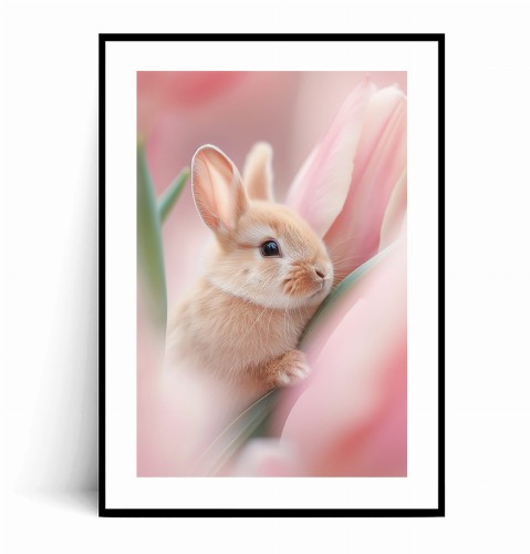 Plakat SŁODKI KRÓLICZEK W PASTELOWYCH TULIPANACH z marginesem.jpg