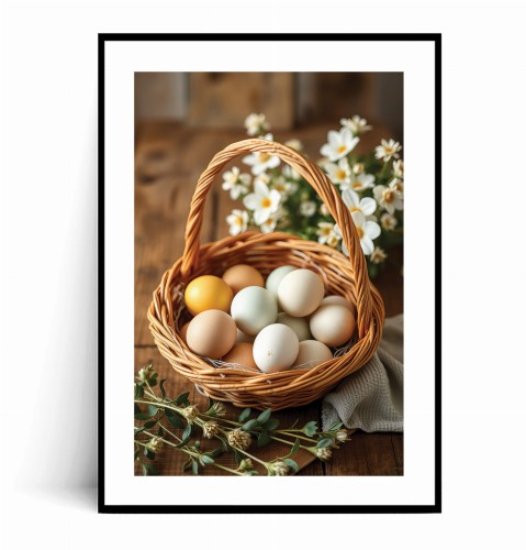 Plakat NATURALNE PISANKI JAJKA W WIKLINOWYM KOSZYKU z marginesem.jpg