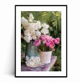 Plakat SIELSKA WIOSNA – BUKIET Z BZEM I TULIPANAMI z marginesem